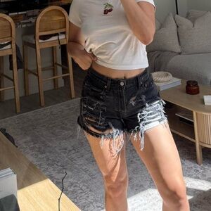 Levi's Black Distressed Jean Shorts